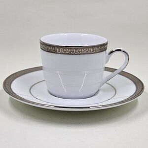 Flat Demitasse Cup & Saucer Set Grand Buffet Classic Platinum by Charter Club